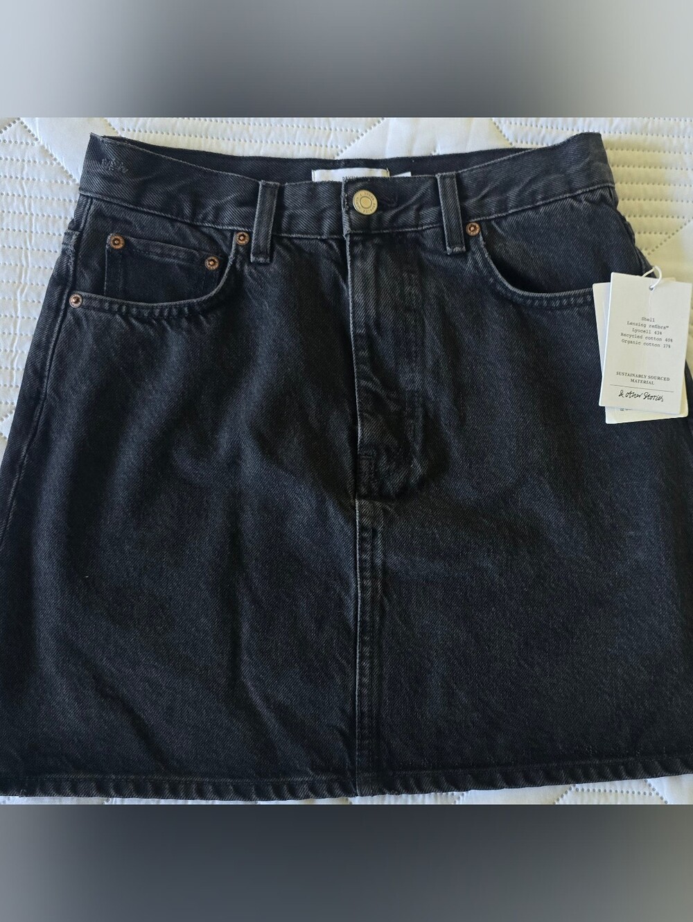 NWT & Other Stories 5-Pocket Denim Mini Skirt - Washed Black Size 4 / 36